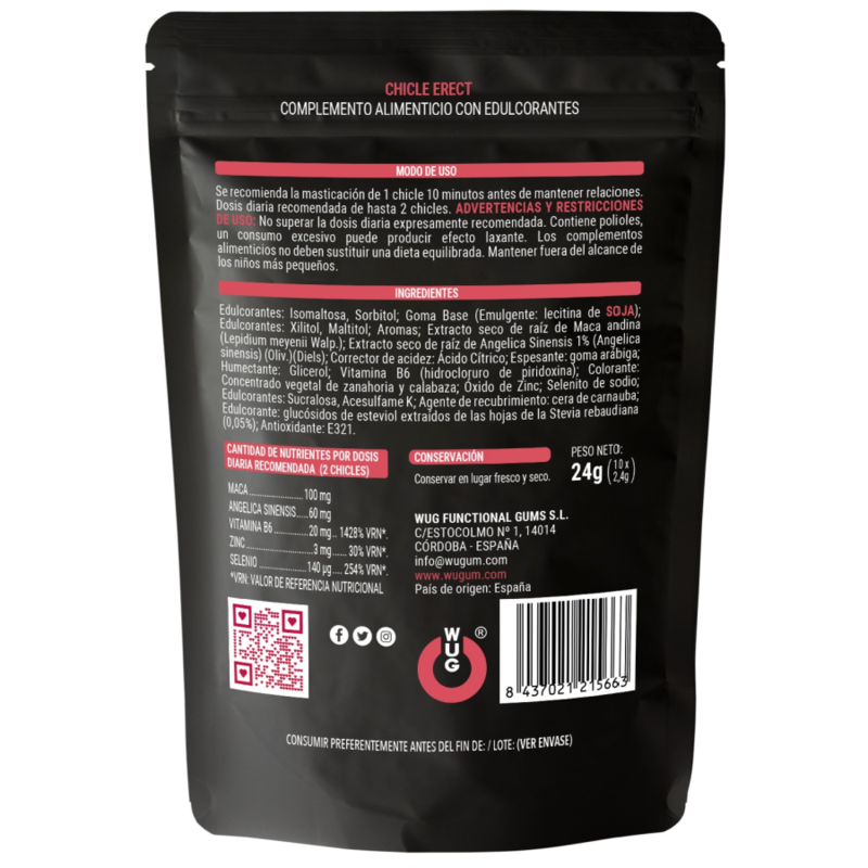 WUG SEX SENSE - GOMA DE POTENCIALIZAÇÃO DA EREÇÃO ERETA 10 UNIDADES