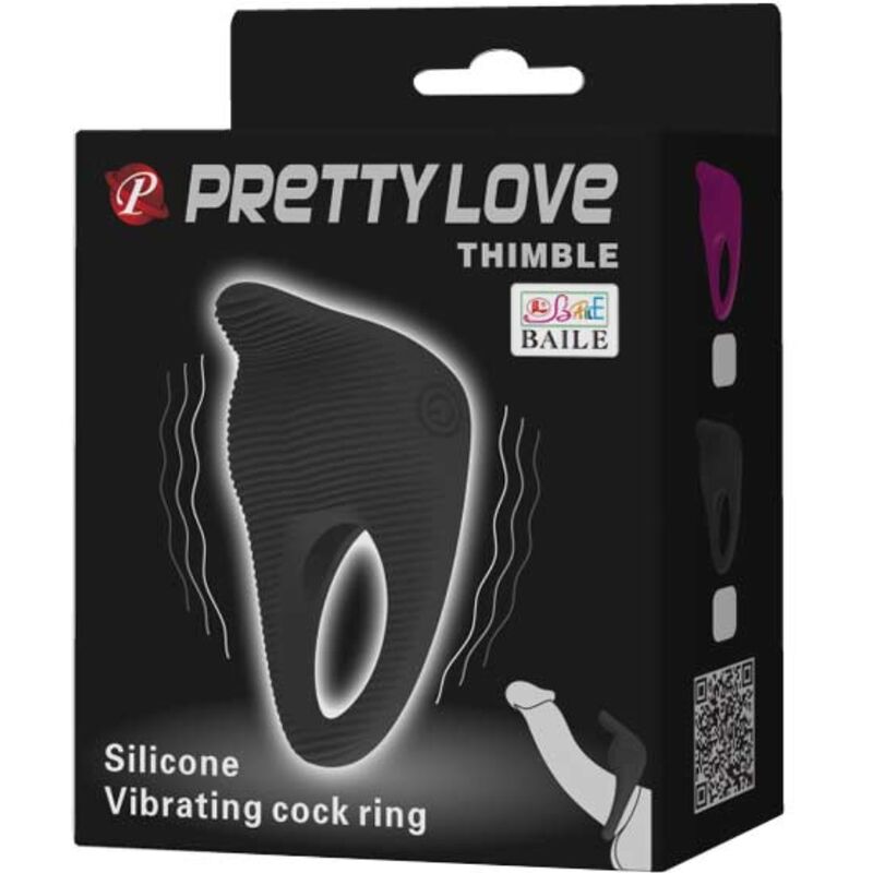 PRETTY LOVE - ANEL VIBRADOR DEDAL PRETO