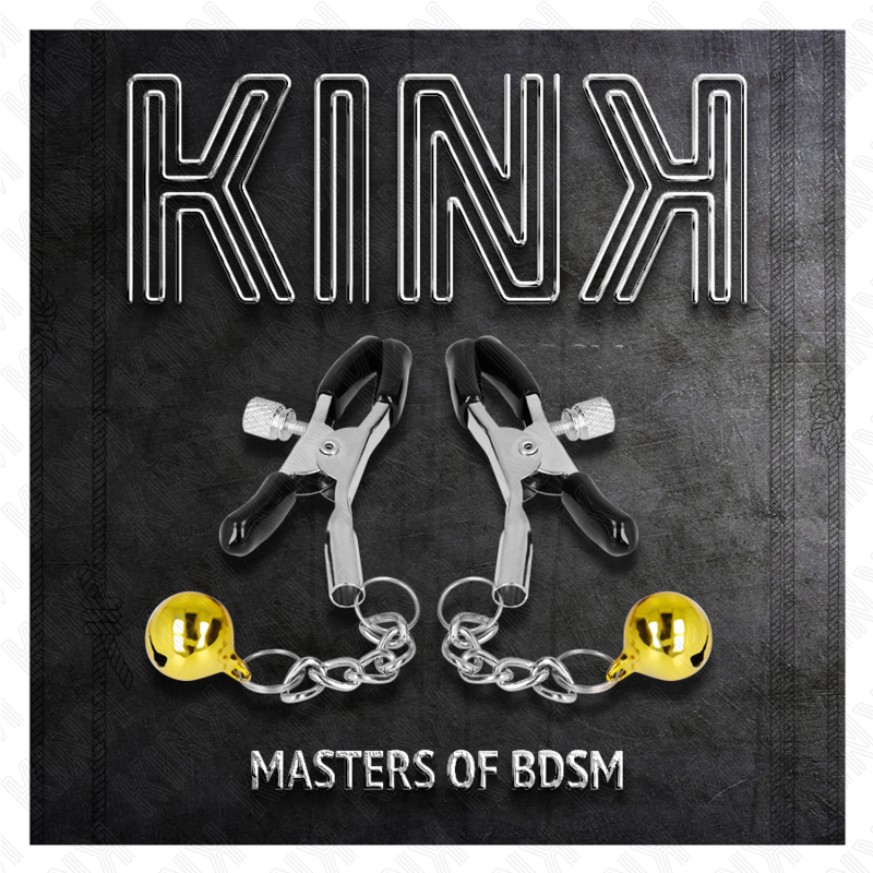 KINK - GRAMPOS DE MAMILOS COM PINGENTE DE SINO DOURADO 6 CM