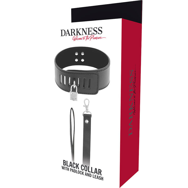 DARKNESS - COLEIRA BDSM COM CADEADO PRETO