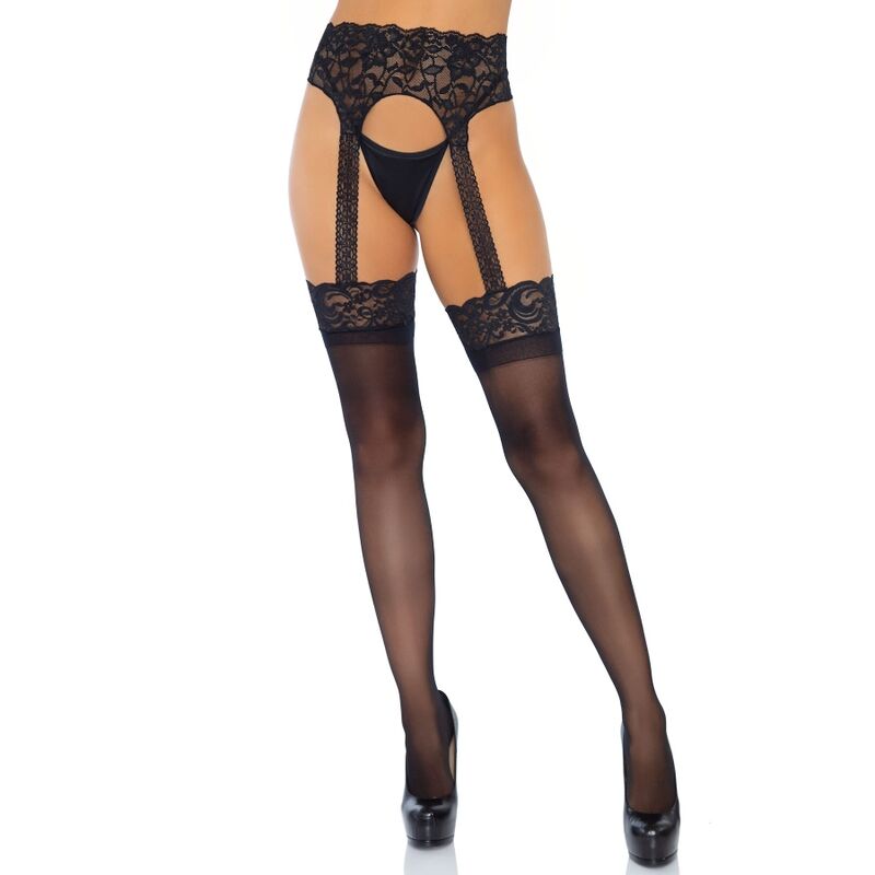 LEG AVENUE - OPAQUE GARTER STOCKINGS ONE SIZE