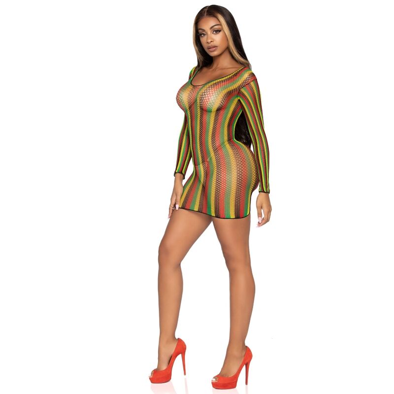 LEG AVENUE - ONE SIZE NET MINI DRESS WITH DREADLOCKS