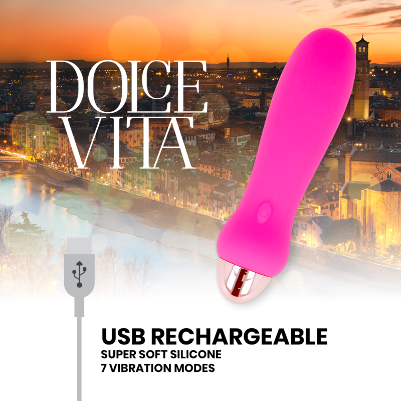 DOLCE VITA - VIBRADOR RECARREGÁVEL FIVE PINK 7 VELOCIDADES