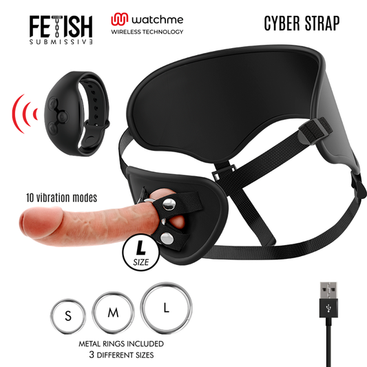 FETISH SUBMISSIVE CYBER STRAP - ARREIO COM DILDO DE CONTROLE REMOTO WATCHME TECHNOLOGY L