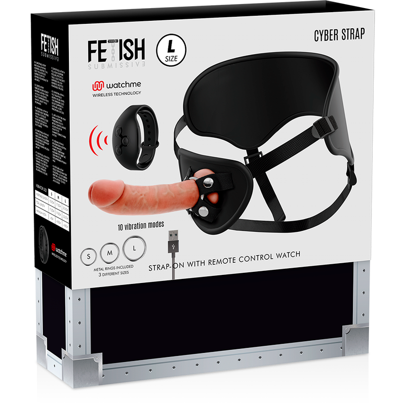 FETISH SUBMISSIVE CYBER STRAP - ARREIO COM DILDO DE CONTROLE REMOTO WATCHME TECHNOLOGY L