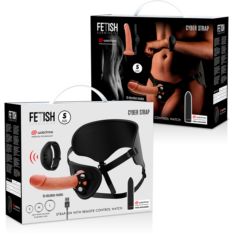 FETISH SUBMISSIVE CYBER STRAP - ARREIO COM DILDO E CONTROLE REMOTO DE BALA WATCHME S TECHNOLOGY