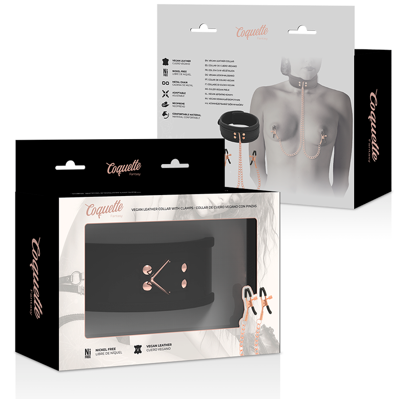 COQUETTE CHIC DESIRE - COLAR FANTASIA COM GRAMPOS DE MAMILOS FORRADOS DE NEOPRENE