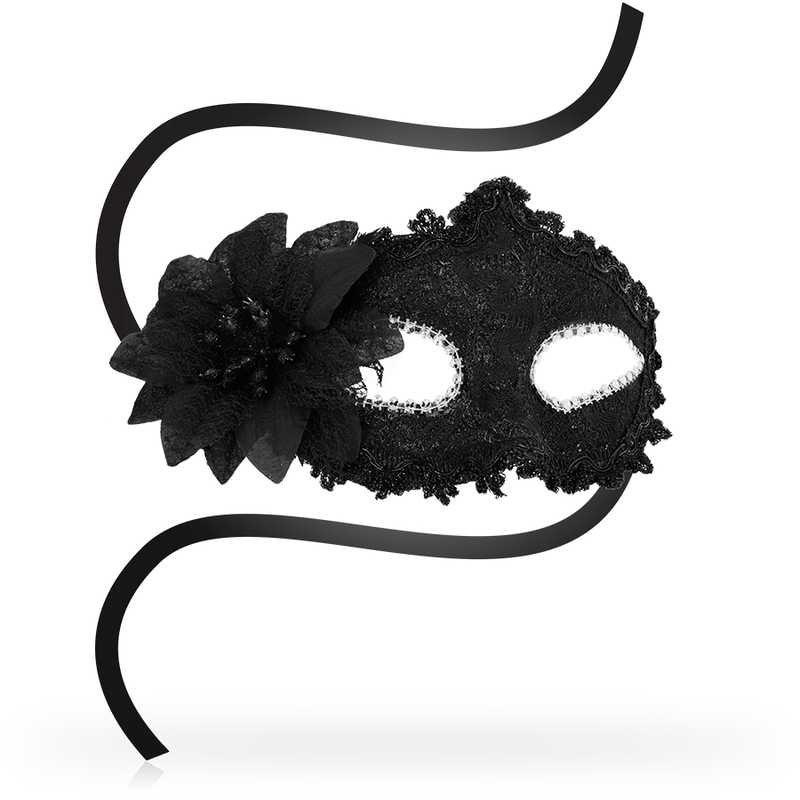 OHMAMA - MÁSCARAS ANTI-FACIAL ESTILO VENEZIANO FLOR LATERAL - PRETO