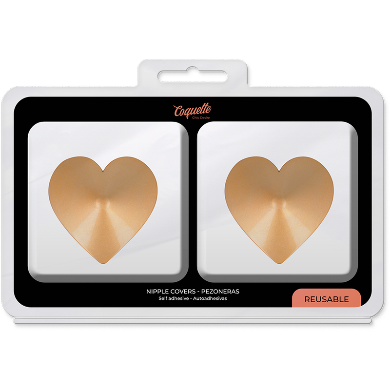 COQUETTE CHIC DESIRE - METAL NIPPLE COVERS WITH GOLDEN HEARTS