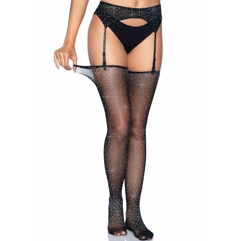 LEG AVENUE - SHINY STOCKINGS WITH GARTER BELT ONE SIZE