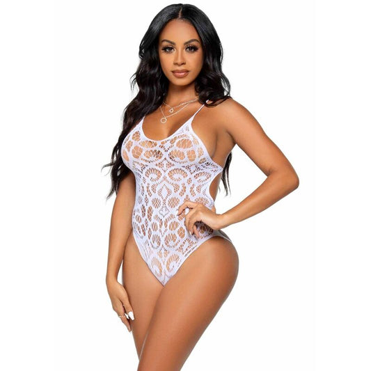 LEG AVENUE - LACE TEDDY WITH STRAPS ON THE BACK - WHITE