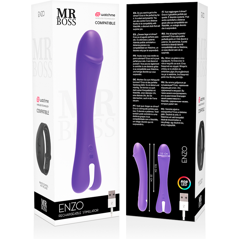 MR BOSS - VIBRADOR ENZO COMPATÍVEL COM TECNOLOGIA WIRELESS WATCHME