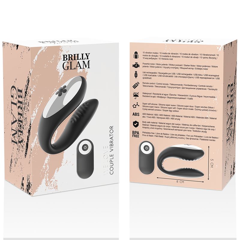 BRILLY GLAM - WE LOVE VIBRATOR FOR COUPLES REMOTE CONTROL BLACK