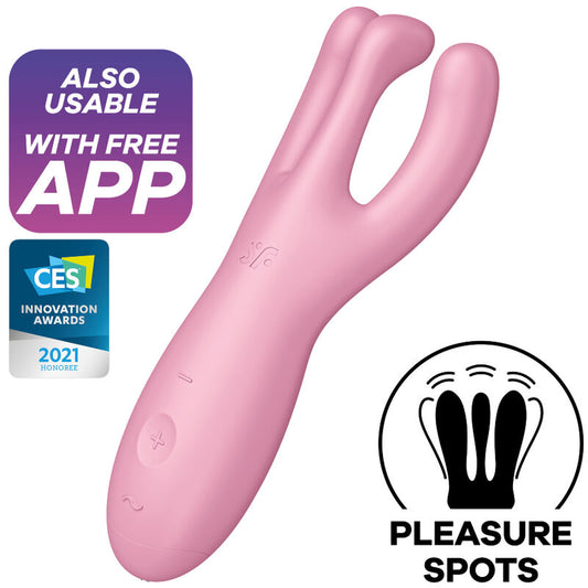 SATISFYER - APLICATIVO VIBRADOR TRÊS 4 ROSA