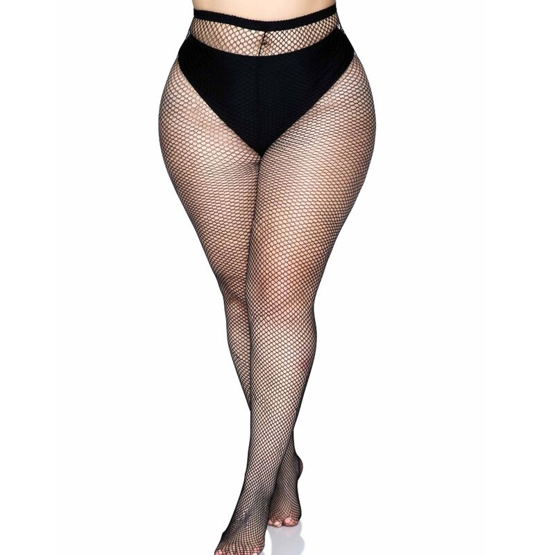 LEG AVENUE - BLACK LARGE FISHNET STOCKINGS