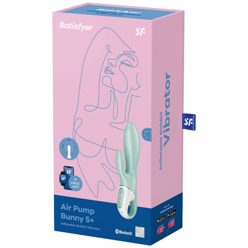 SATISFYER - AIR PUMP BUNNY 5+ VIBRATOR RABBIT INFLABLE APP GREEN