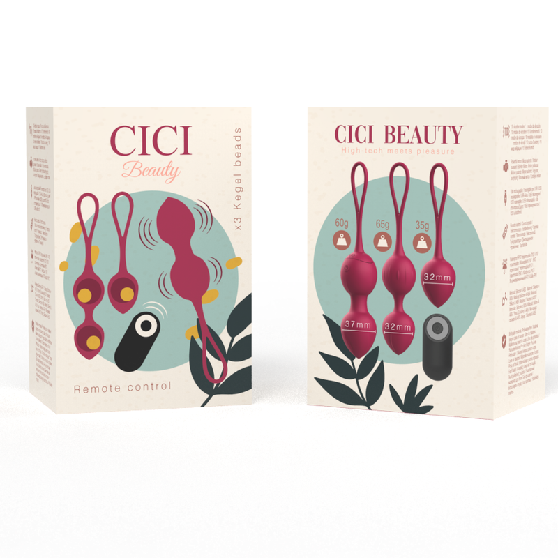 CICI BEAUTY - SILICONE PREMIUM 3 CONTAS KEGEL VIBRATÓRIAS CONTROLE REMOTO