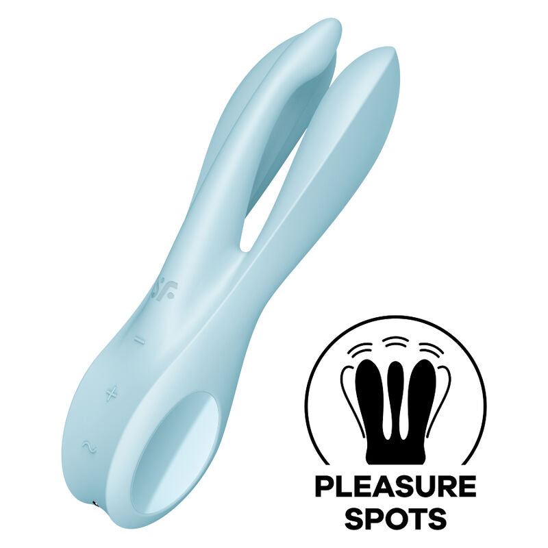 SATISFYER - TRÊS 1 VIBRADOR AZUL