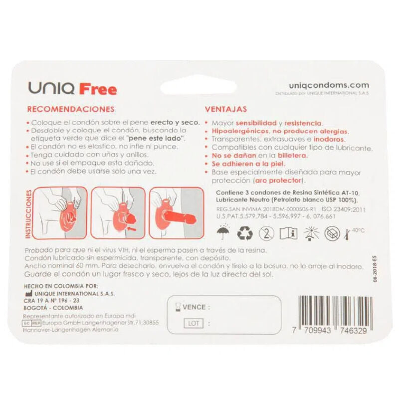 UNIQ - PRESERVATIVOS SEM LÁTEX GRÁTIS COM ANEL DE PROTEÇÃO 3 UNIDADES