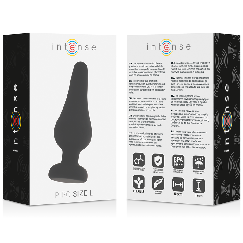 INTENSO - PLUG ANAL PIPO L SILICONE PRETO 13 CM