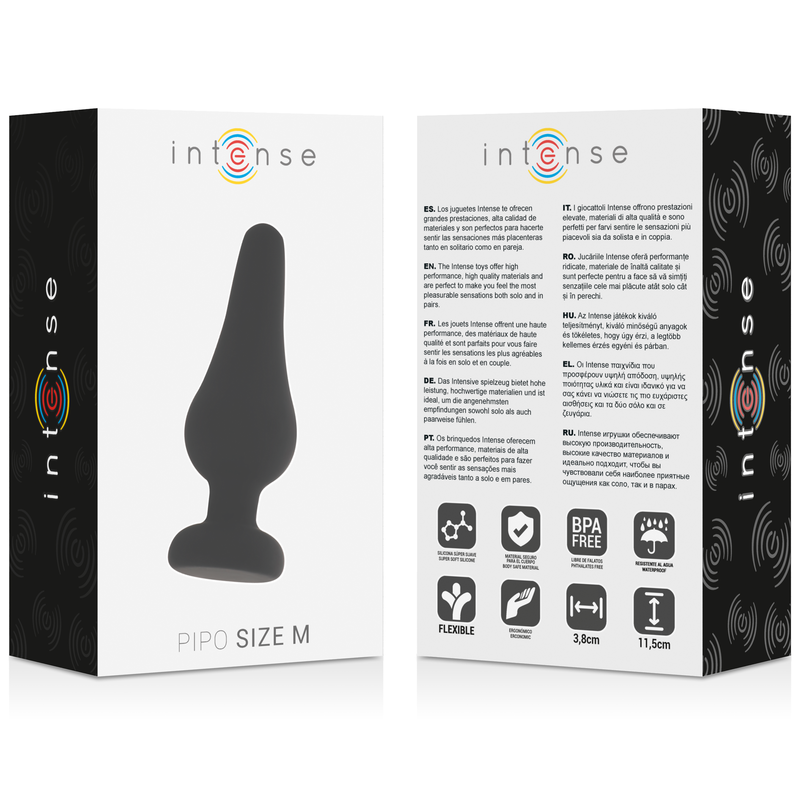 INTENSO - PLUG ANAL PIPO M SILICONE PRETO 11 CM