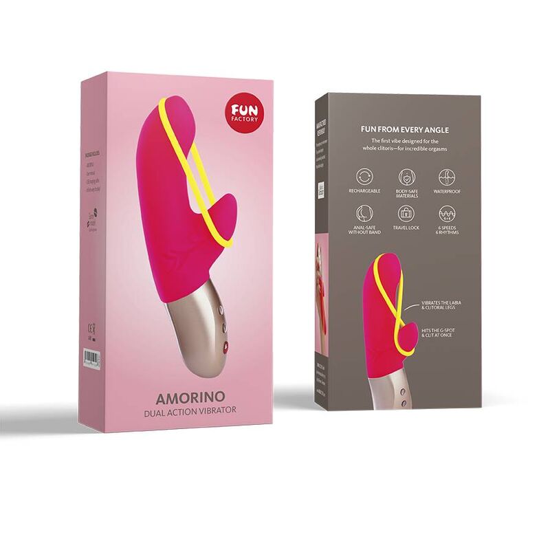 FUN FACTORY - AMORINO MINI VIBRADOR ROSA E AMARELO NEON