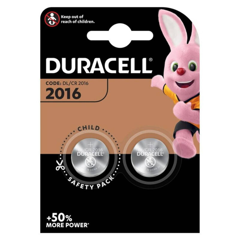 DURACELL - LITHIUM BUTTON BATTERY CR2016 3V BLISTER*2