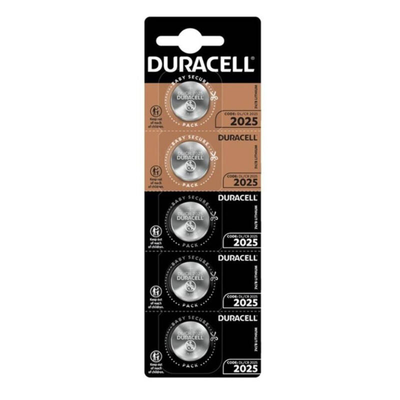 DURACELL - LITHIUM BUTTON BATTERY CR2025 3V BLISTER*5