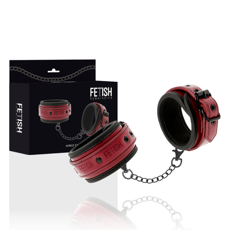 FETISH SUBMISSIVE DARK ROOM - NEOPRENE LINING VEGAN LEATHER ANKLE CUFFS