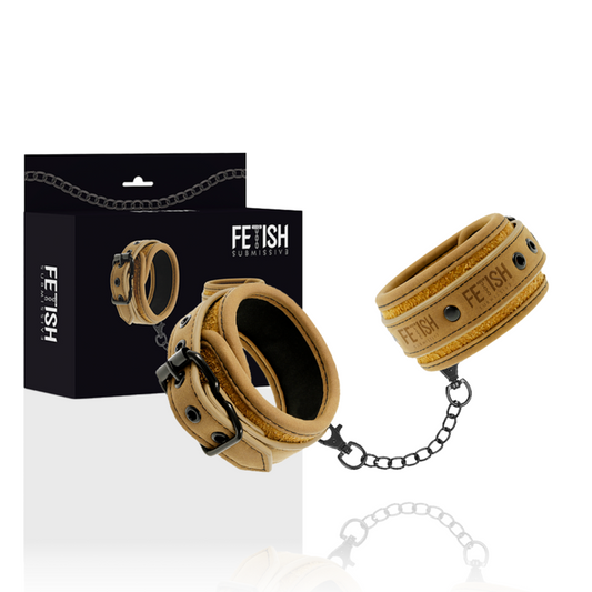 FETISH SUBMISSIVE ORIGIN - VEGAN LEATHER HANDCUFFS WITH NEOPRENE LINING