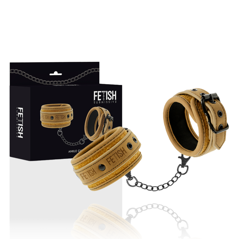 FETISH SUBMISSIVE ORIGIN - NEOPRENE LINING VEGAN LEATHER ANKLE CUFFS