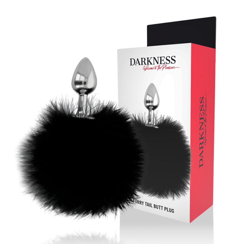 DARKNESS - PLUG ANAL EXTRA COM RABO PRETO 7 CM