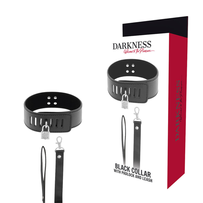 DARKNESS - COLEIRA BDSM COM CADEADO PRETO