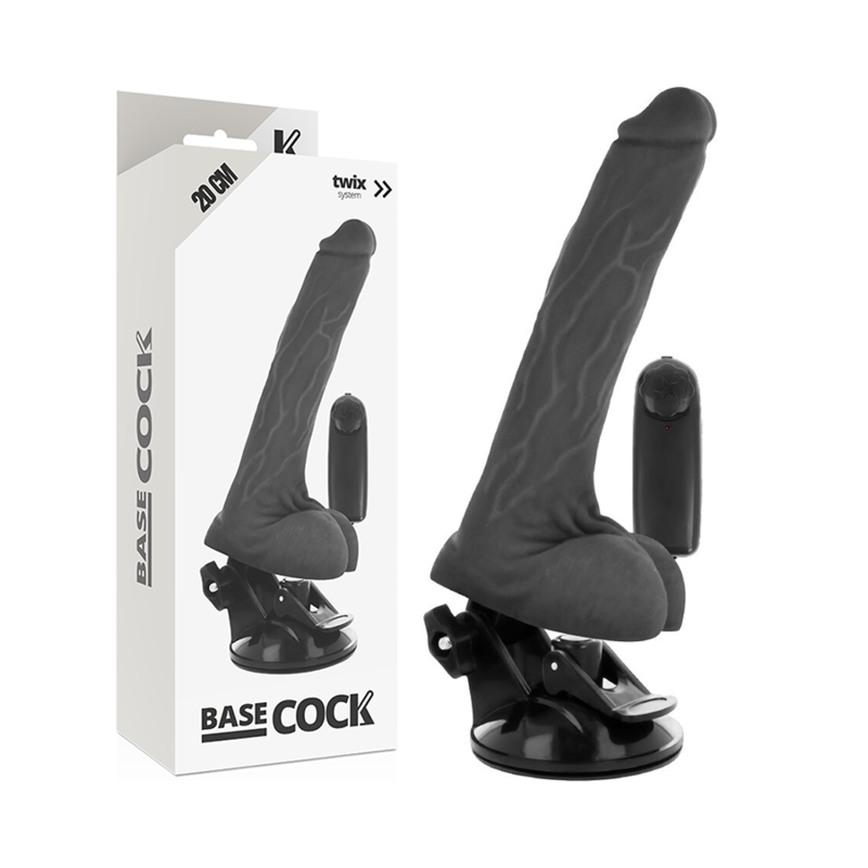 BASECOCK - NATURAL REMOTE CONTROL REALISTIC VIBRATOR WITH TESTICLES 20 CM -OR- 4 CM