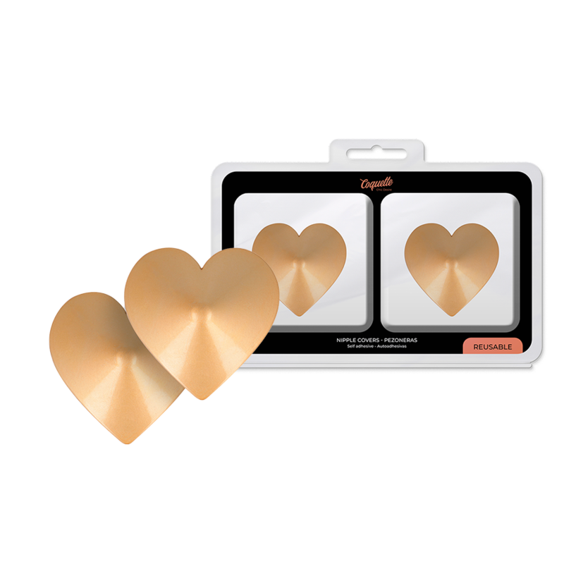 COQUETTE CHIC DESIRE - METAL NIPPLE COVERS WITH GOLDEN HEARTS