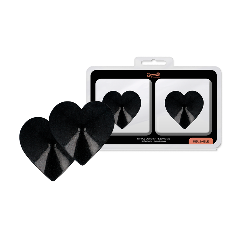 COQUETTE CHIC DESIRE - BLACK HEARTS METAL NIPPLE COVERS