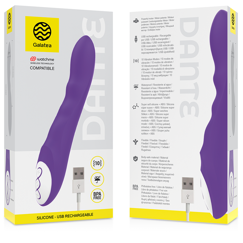 GALATEA - VIBRADOR DANTE LILAC COMPATÍVEL COM TECNOLOGIA WIRELESS WATCHME