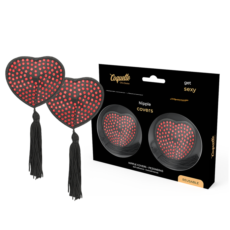 COQUETTE CHIC DESIRE - RED/BLACK NIPPLE COVERS