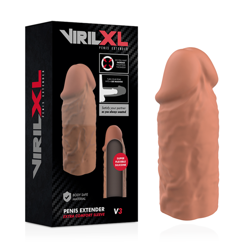 VIRILXL - EXTENSÃO DE PÊNIS DE SILICONE LÍQUIDO V3 ​​MARROM