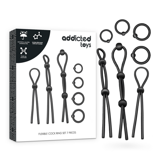 ADDICTED TOYS - KIT DE 7 ANÉIS DE SILICONE FLEXÍVEIS