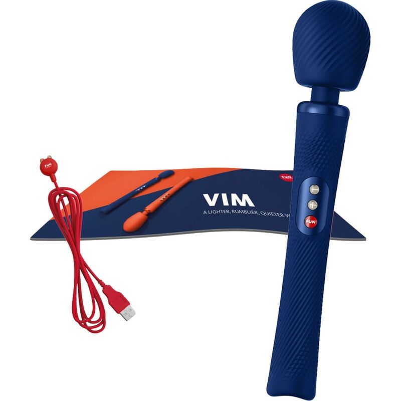 FUN FACTORY - VIM WAND RUMBLE VIBRADOR RECARGABLE SILICONA AZUL MEDIANOCHE