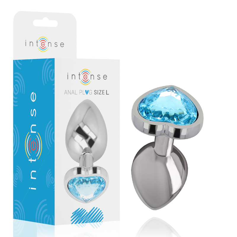 INTENSE - BLUE HEART ALUMINUM METAL ANAL PLUG SIZE L