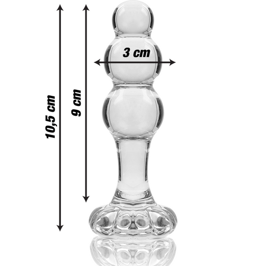 NEBULA SERIES BY IBIZA - MODEL 1 TRANSPARENT BOROSILICATE GLASS PLUG 10.5 CM -O- 3 CM