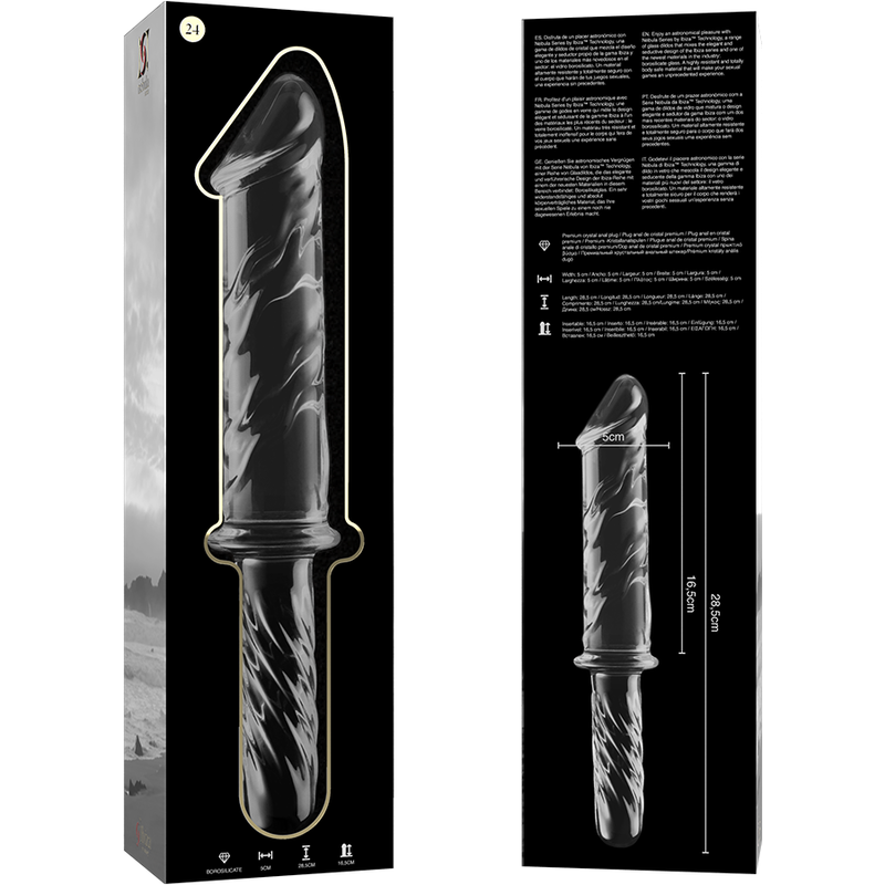 NEBULA SERIES BY IBIZA - MODELO 24 DILDO CRISTAL BOROSILICATO TRANSPARENTE 28.5 CM -O- 5 CM