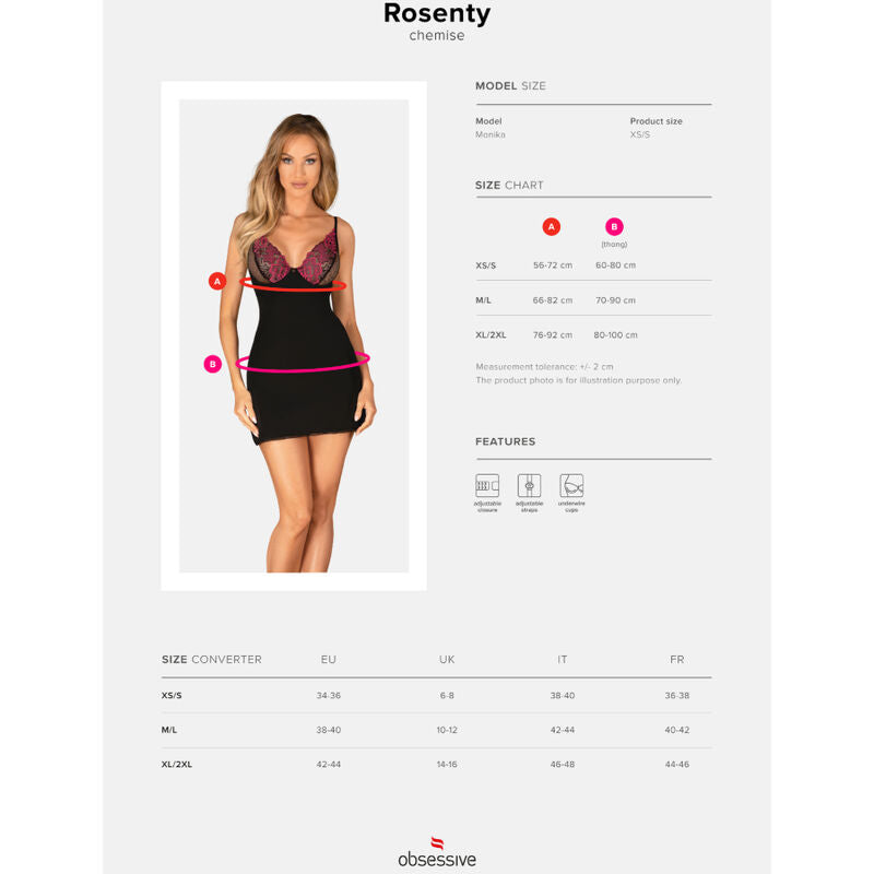 OBSESSIVE - ROSENTY CHEMISE E TANGA XS/S