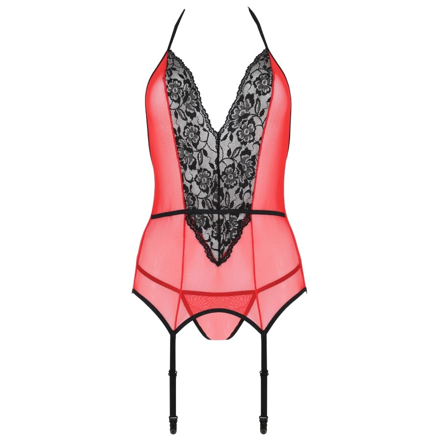 PASSION - CORSET PEÔNIA LINHA ERÓTICA VERMELHO S/M