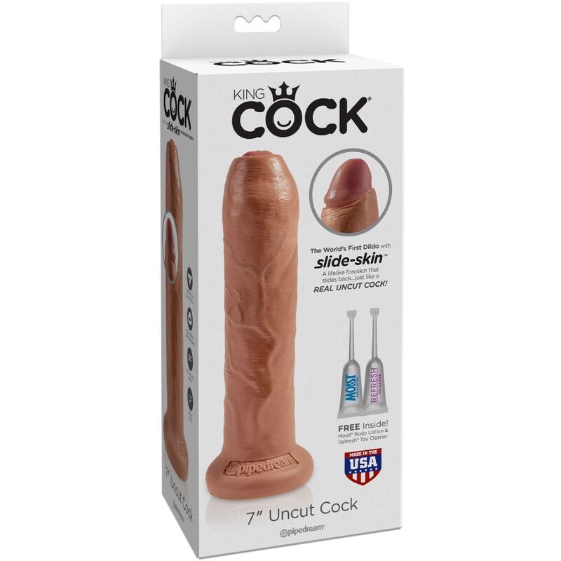 KING COCK - PÊNIS REALISTA COM PREPÚCIO 17,8 CM CARAMELO