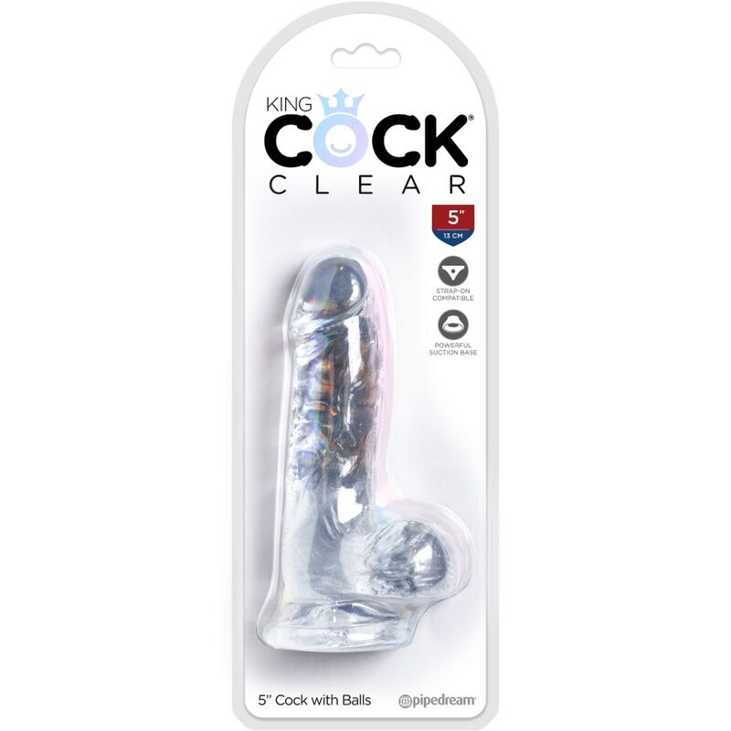 KING COCK - PÊNIS REALISTA CLARO COM TESTÍCULOS 10,1 CM TRANSPARENTE