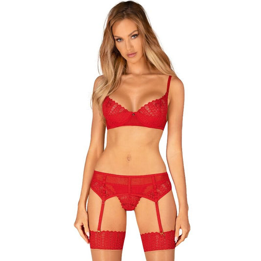 OBSESSIVE - INGRIDIA THREE-PIECE SET RED XS/S