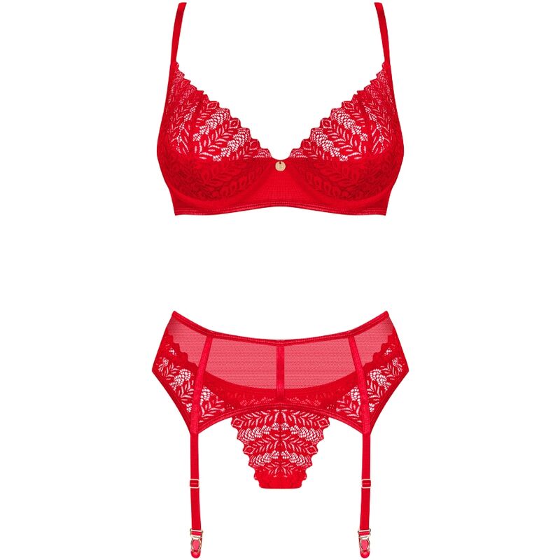 OBSESSIVE - INGRIDIA THREE-PIECE SET RED XS/S